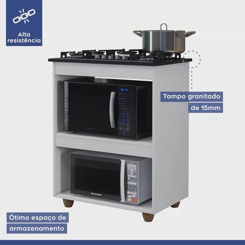 Balcão para Cooktop 5 Bocas Turim Branco – KAIKI MÓVEIS - Imagem 4