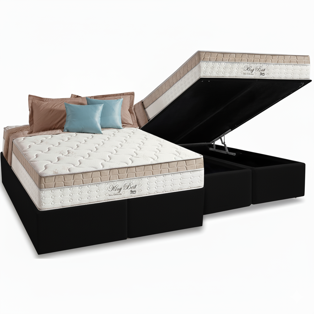 Colchão Queen King Best 28 cm D28 Molas Ensacadas + Base Baú Corino Preto – ANJOS + BIOSTAR - Imagem 2