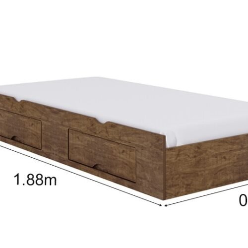 Alternative view of Cama Auxiliar Solteiro 2 Gavetas Ypê 93x188x33 - D Doro
