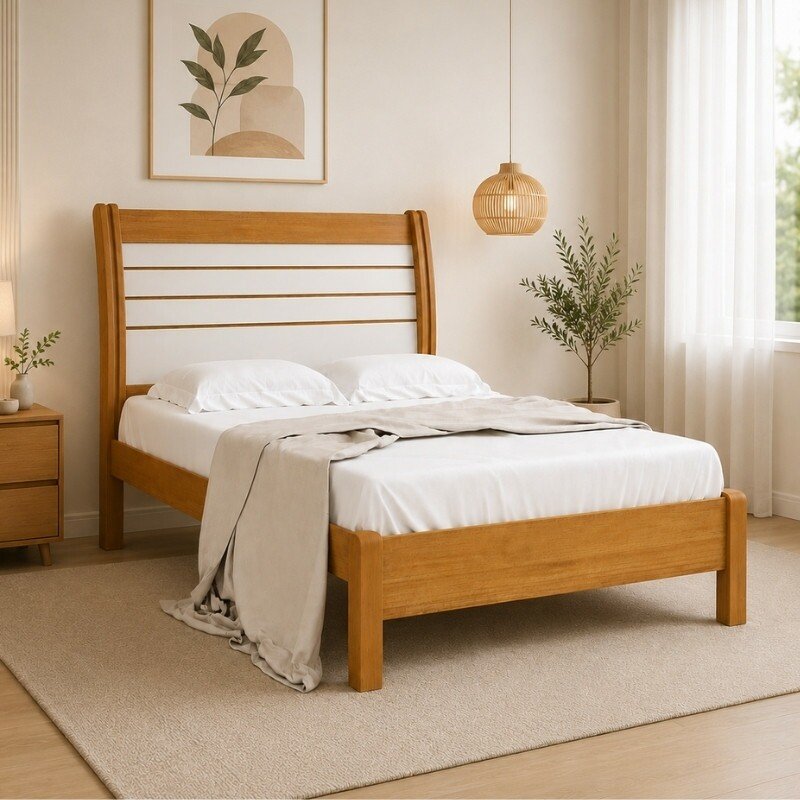 Cama Casal Esmeralda Plus Larg. 1.50m Cinamomo/Off - D Doro - Imagem 2