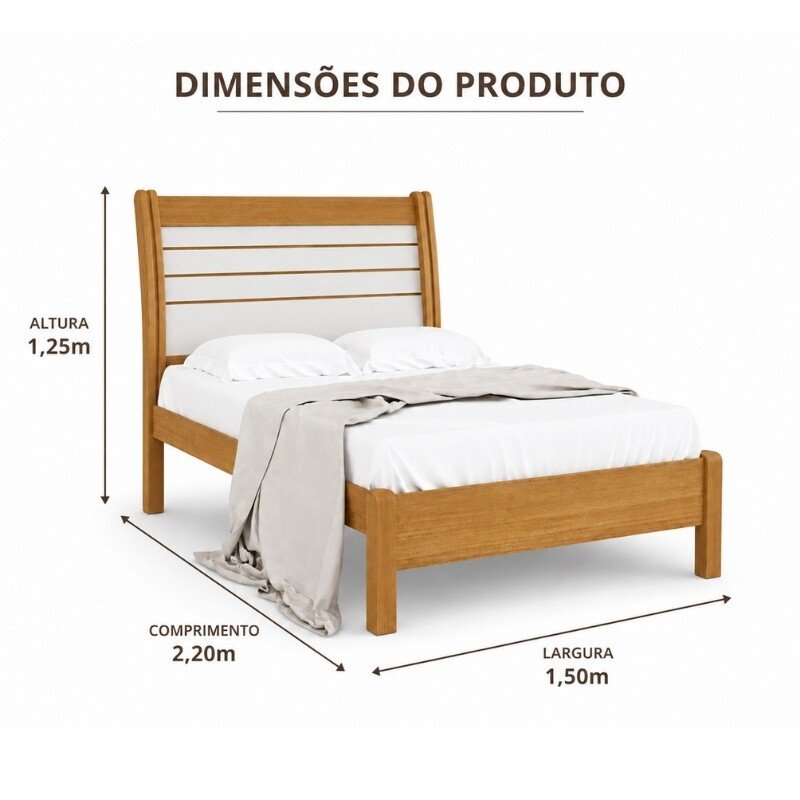 Cama Casal Esmeralda Plus Larg. 1.50m Cinamomo/Off - D Doro - Imagem 3