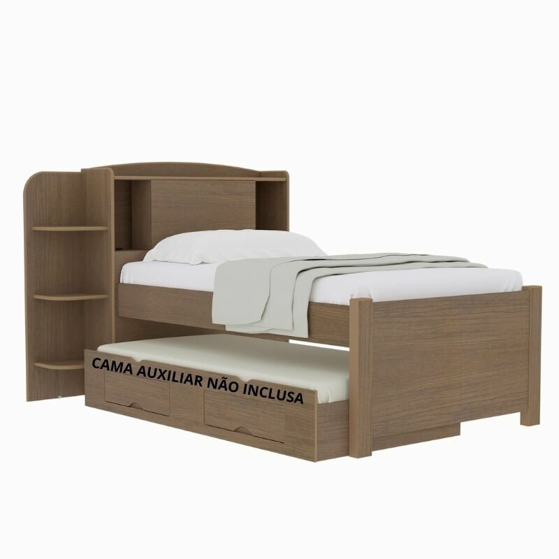 Cama Solteiro Milênio Castanho Cabeceira C/ Baú - D Doro - Imagem 2