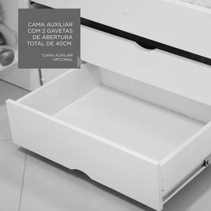 Cama Auxiliar Solteiro 2 Gavetas Ypê 93x188x33 - D Doro - Imagem 3