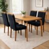 Mesa Capri 120 (S/Vidro) Laminado Natural com 4 Cadeiras Las Vegas Veludo Preto 13 – MÓVEIS VALVERDE + OURO DECOR