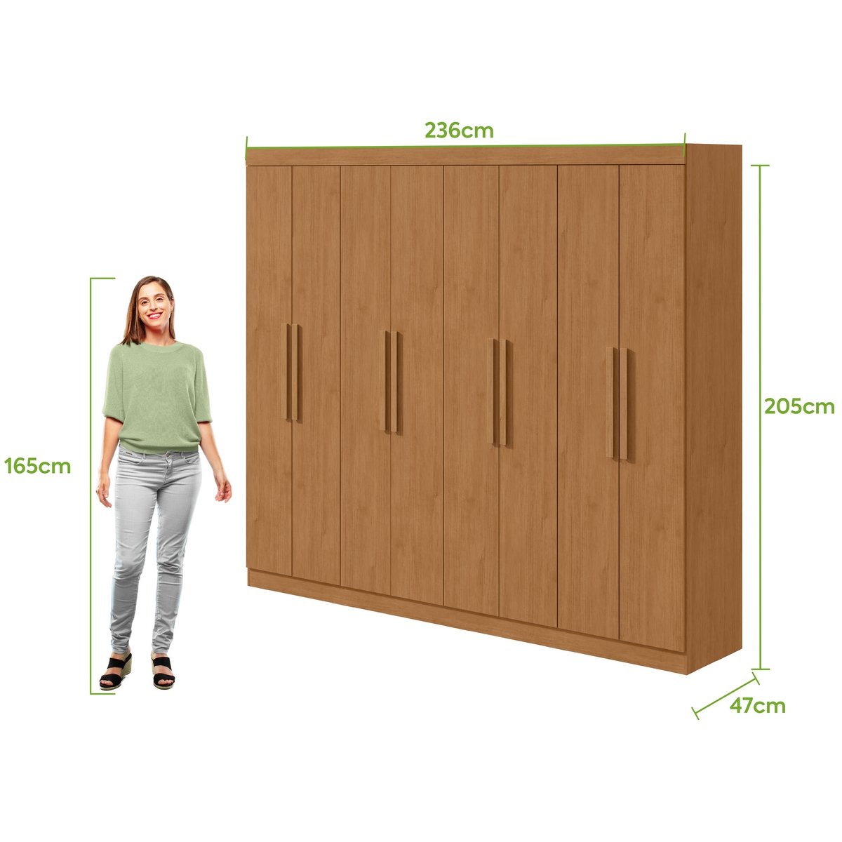 Guarda-Roupa 8 Portas Andara Soft 2,36 m Amêndoa Clean - LOPAS - Imagem 6