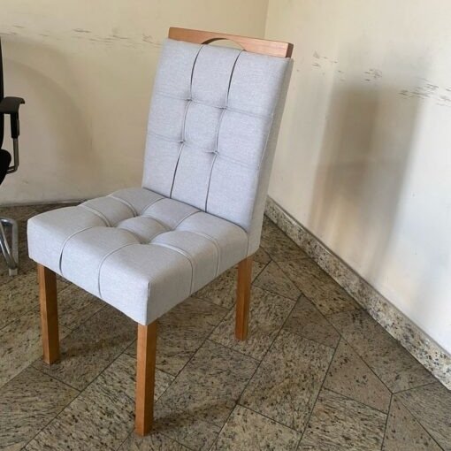 Mesa Salinas 120 Cinamomo/Off White com 4 Cadeiras Sophia Linho Cinza Grafite 206 – CEL MÓVEIS + WM DEC - Imagem 2
