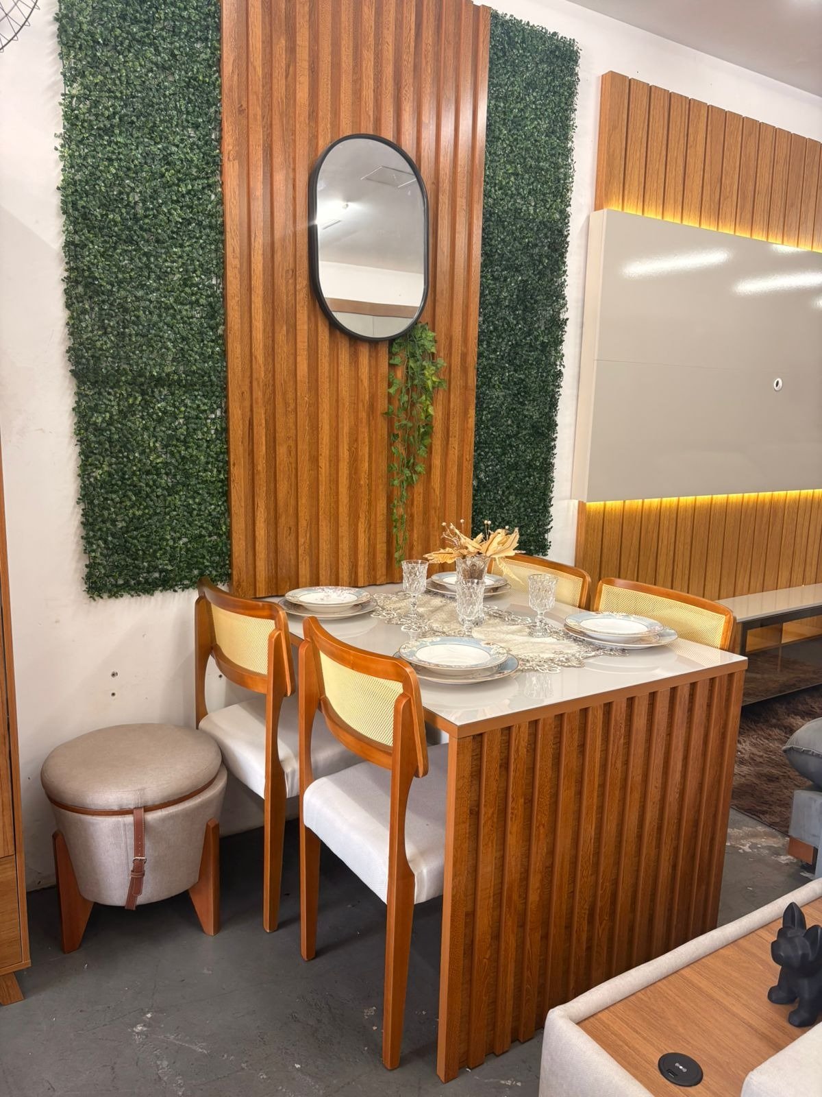 Mesa Cancun 120 Cinamomo/Off White com Cadeiras Fortaleza Linho Palha 311A – CEL MÓVEIS + HR MOVELARIA - Imagem 3