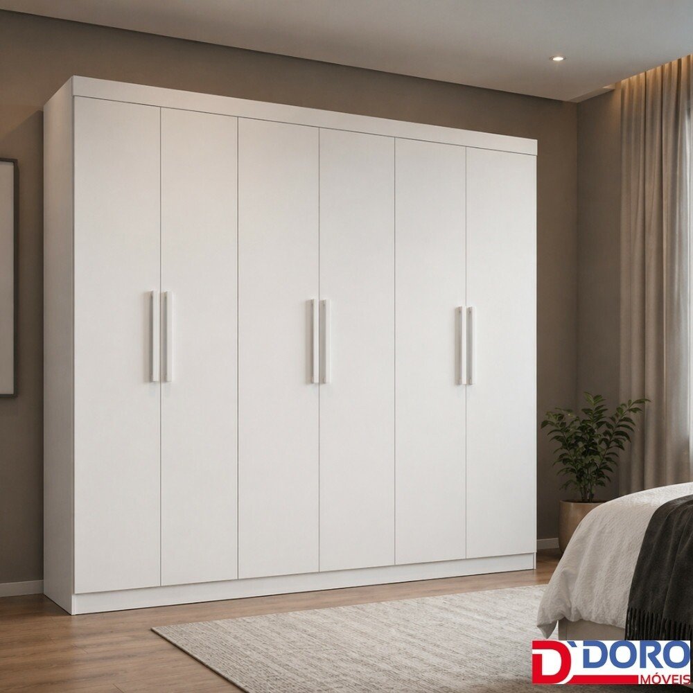 Roupeiro Colibri 6 Portas Branco Larg. 2.05m - D' Doro - Imagem 4