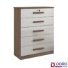 Cômoda Ipanema Castanho/Off 5 Gavetas Larg. 0.85m - D Doro