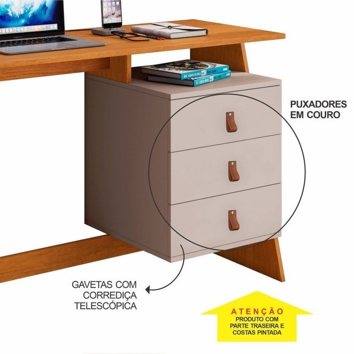 Escrivaninha Gaby Cinamomo/Off White - JCM MOVELARIA - Imagem 3