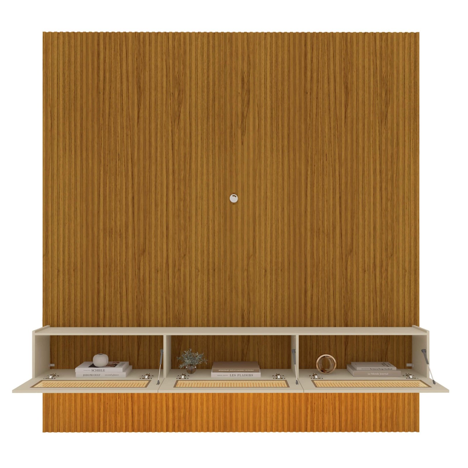 Home Suspenso até 85" Supremo Ripado 218 Naturale com Nicho Native Off White - GELIUS - Imagem 2