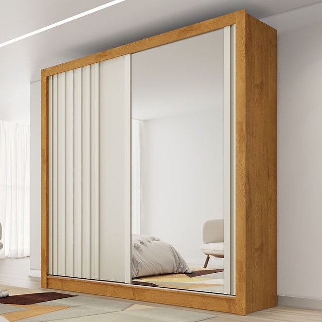 Guarda-Roupa 2 Portas Lugano 1,80 m Peroba/Off White - MOVEIS EUROPA