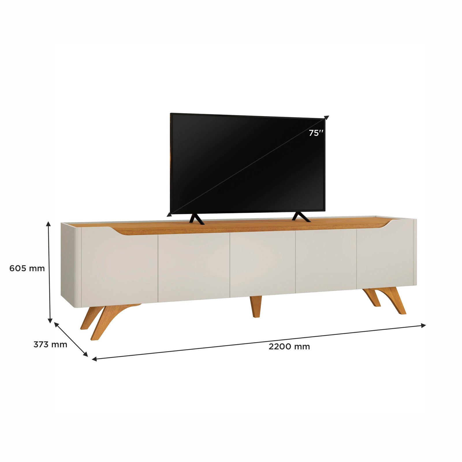 Rack até 75" Atenas 2.2 Off White/Naturale - MAVAULAR - Imagem 6