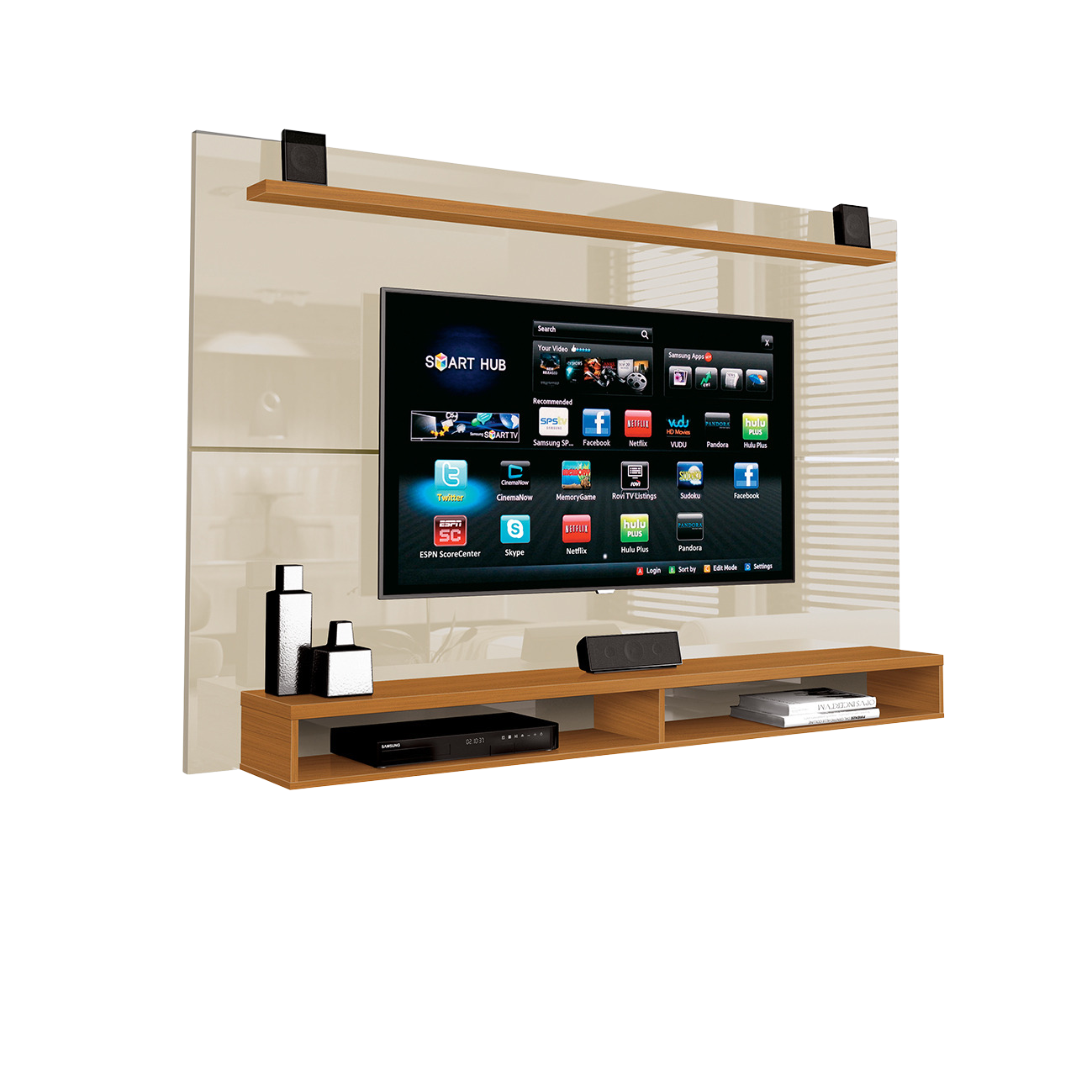 Painel até 65" Maxi Off White/Cedro - EDN MÓVEIS - Imagem 2