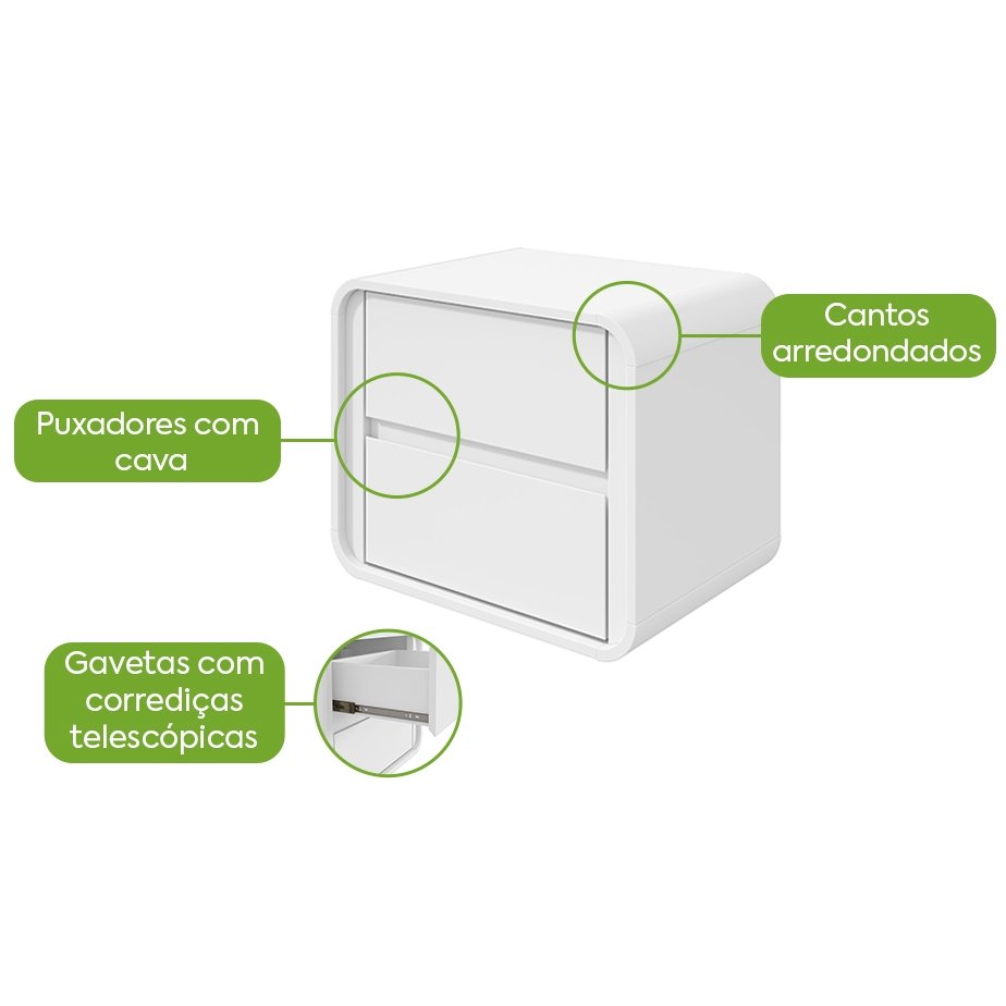 Mesa de Cabeceira Loop Branco - LOPAS - Imagem 2