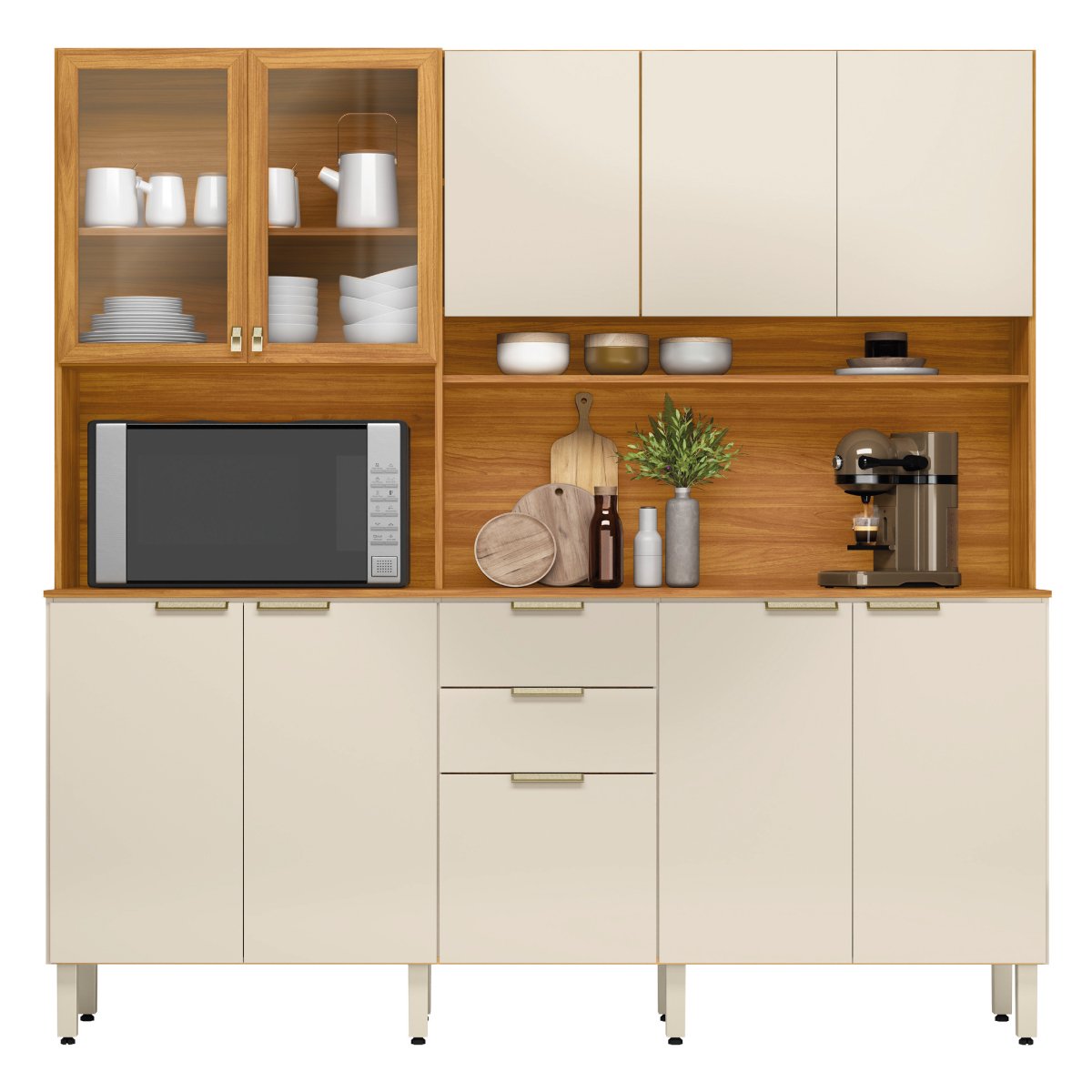 Kit Cozinha Amora 1,98 m Cinamon Touch/Off White - DEMÓBILE - Imagem 10