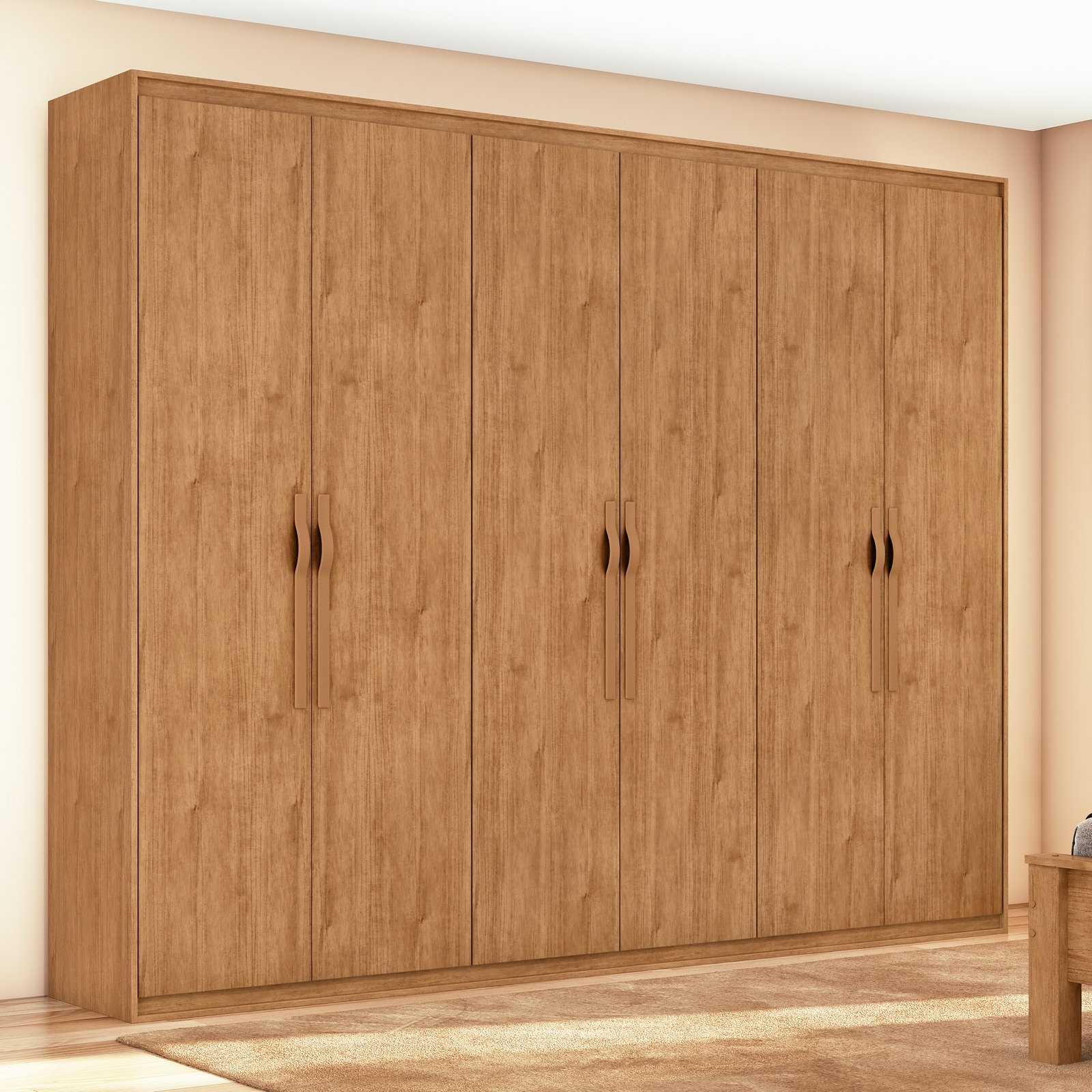 Guarda-Roupa 6 Portas Suavitá 2,70 m Amêndoa Clean - LOPAS