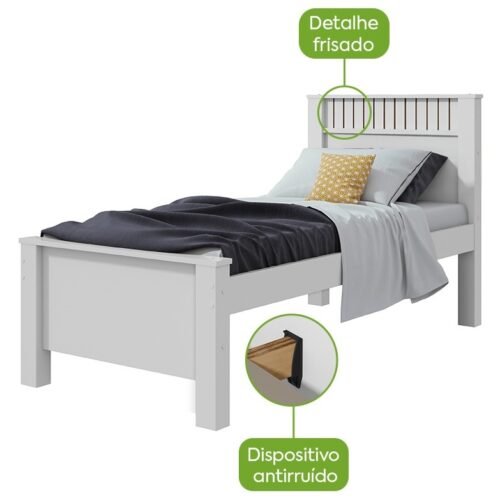 Alternative view of Cama Solteiro Athenas Branco - LOPAS