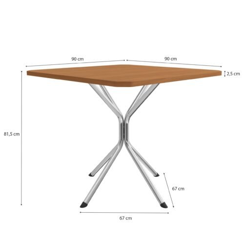 Alternative view of Mesa Creta 0,90 com 4 Cadeiras Malta CMC1078 (M088/F090/4C140) Cromado/Canela - KAPPESBERG