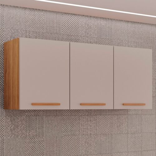 Armario Aereo Triplo New Valencia Cinamomo/Off White - SALLETO