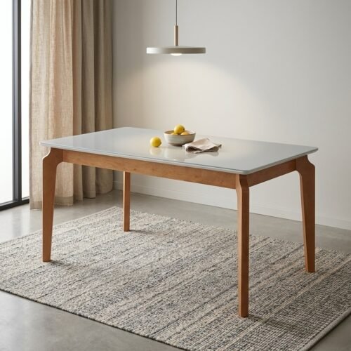 Mesa Atos 100 (Tampo 18 mm) Mel/Off White - VIEIRA DECOR