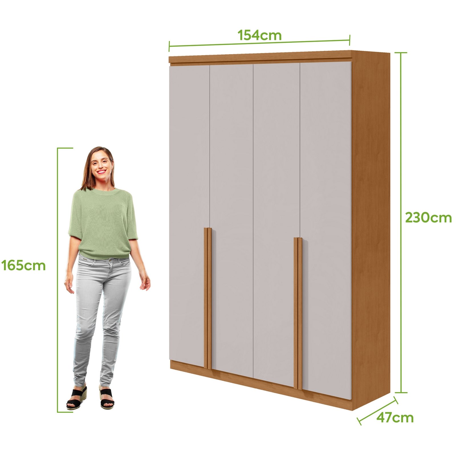 Guarda-Roupa 4 Portas Alonzo 1,54 m Amêndoa Clean/Off White - LOPAS - Imagem 5