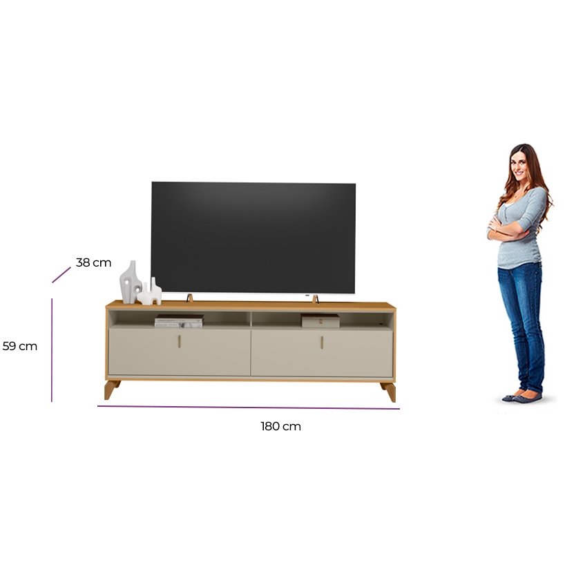Rack ate 75" Dubai 1.8 Tauari/Off White Fosco - LINEA BRASIL - Imagem 10