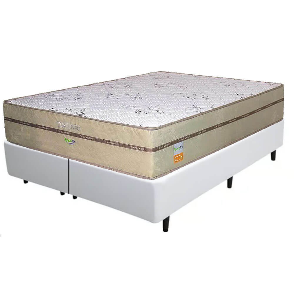 Colchão Queen Toronto 30 cm D28 Molas Ensacadas + Base Simples Corino Branco – ECOTEC + ALTO NÍVEL - Imagem 2