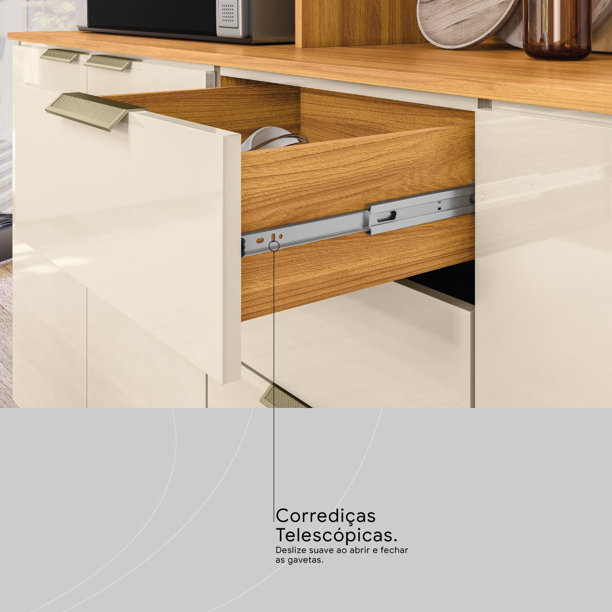 Kit Cozinha Amora 1,98 m Cinamon Touch/Off White - DEMÓBILE - Imagem 4