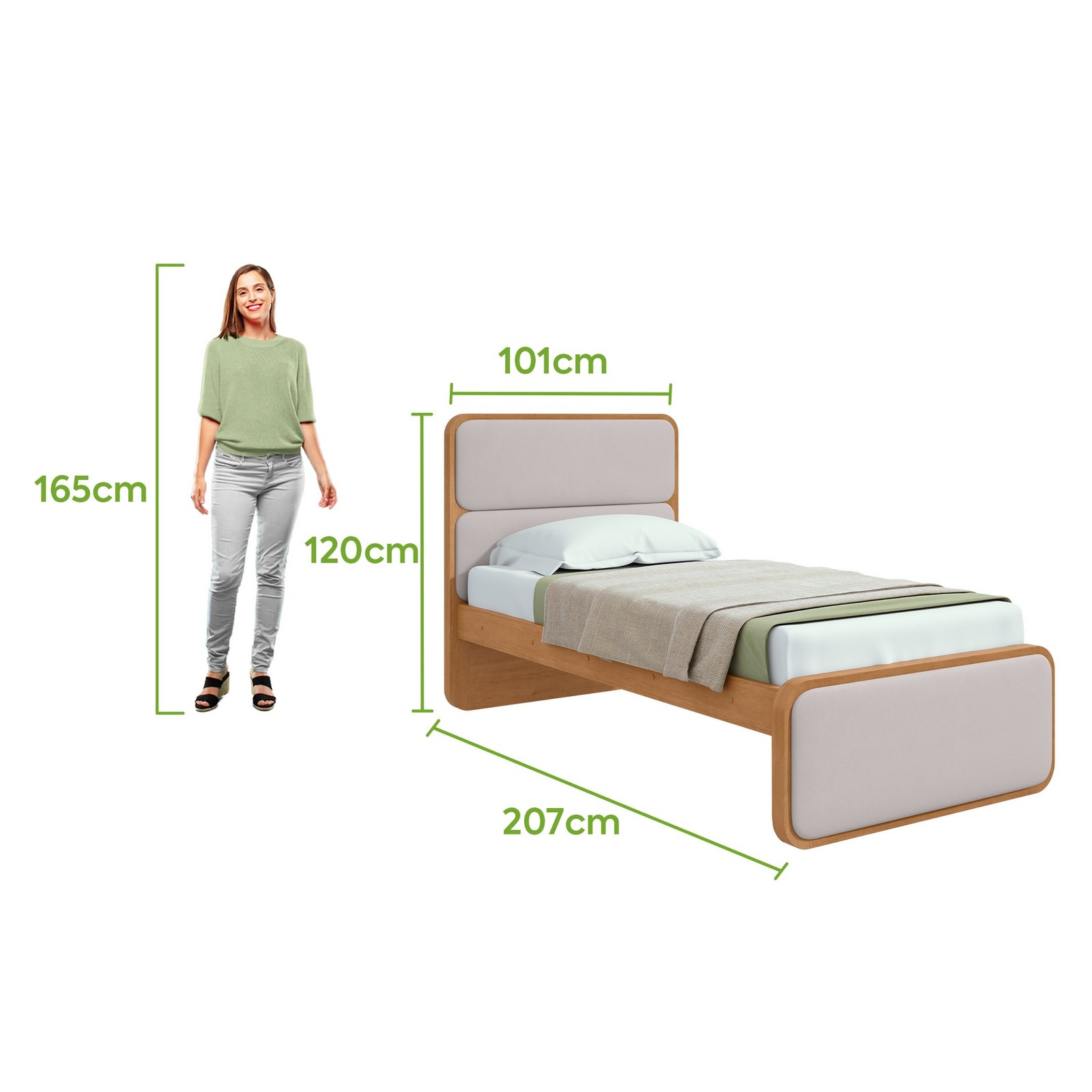 Cama Solteiro Loop Amêndoa Clean - LOPAS - Imagem 3