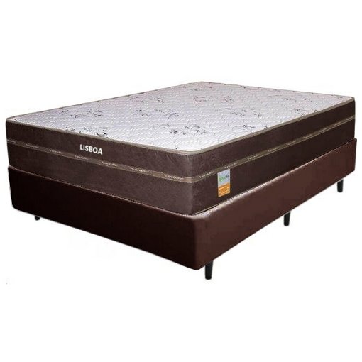 Colchão Casal Lisboa 24 cm D28 Molas Ensacadas + Base Simples Corino Marrom – ECOTEC + BIOSTAR - Imagem 2