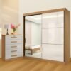 Guarda-Roupa 2 Portas Titanium + Cômoda Ipanema Cinamomo/Off White/Cinamomo – D’DORO MÓVEIS