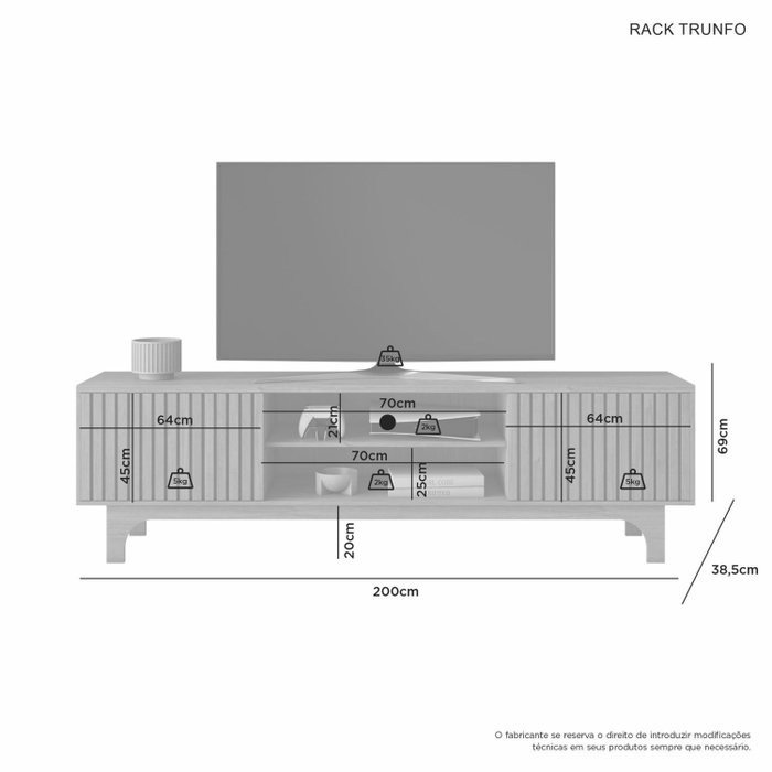 Rack até 70" Trunfo Cinamomo - JCM MOVELARIA - Imagem 5