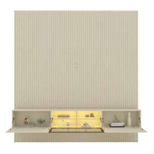 Alternative view of Home Suspenso até 85" Supremo Ripado 218 Off White com Nicho Luminare Off White - GELIUS