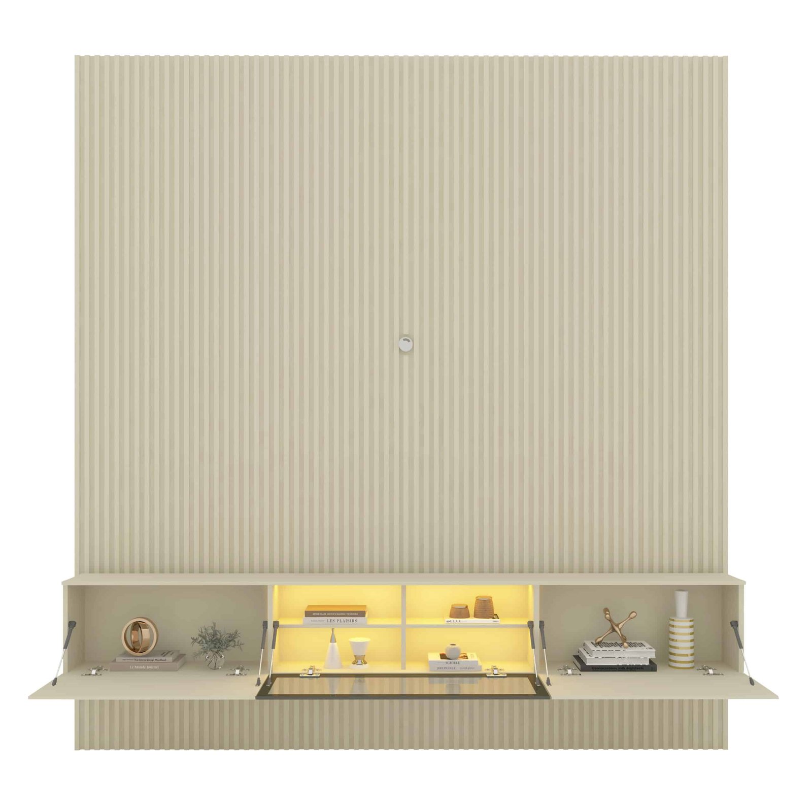 Home Suspenso até 85" Supremo Ripado 218 Off White com Nicho Luminare Off White - GELIUS - Imagem 2