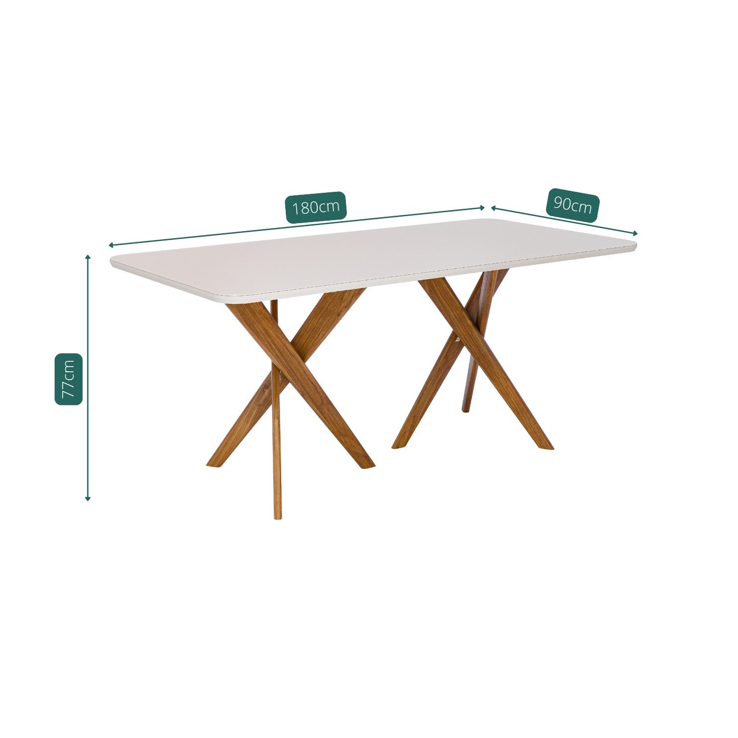 Mesa Cacau 180 (C/Vidro) Madeira/Off White - CIMOL - Imagem 4