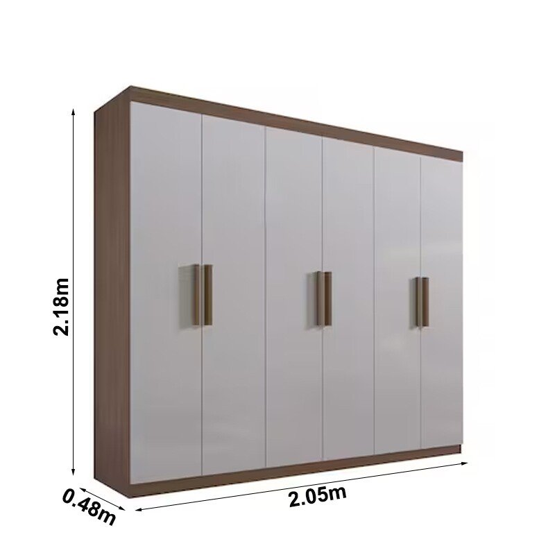 Roupeiro Colibri 6 Portas Castanho/Off White Larg. 2.05m - D' Doro - Imagem 3