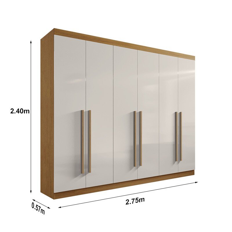 Roupeiro Da Vinci Plus 6 Portas Cinamomo/Off White Larg. 2.75m - D Doro - Imagem 2