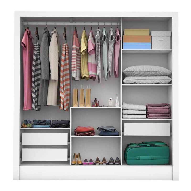 Guarda-roupa Dubai Branco 3 Portas C/ 1 Espelho Larg. 1.79m - Carioca - Imagem 2