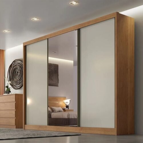 Alternative view of Roupeiro Casal Sollo Plus Cumaru/Fendi 3 Portas 8 Gavetas C/ 1 Espelho 100% MDF Larg. 2.73m - Novo Horizonte