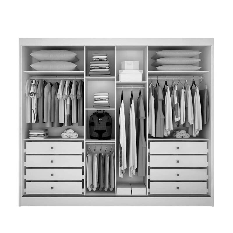 Roupeiro Casal Sollo Plus Cumaru/Fendi 3 Portas 8 Gavetas C/ 1 Espelho 100% MDF Larg. 2.73m - Novo Horizonte - Imagem 4