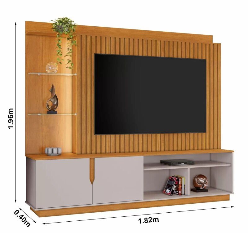 Home Amparo Larg. 1.82m Cinamomo/Off Ripado C/ Led para TV até 60" - JCM - Imagem 6