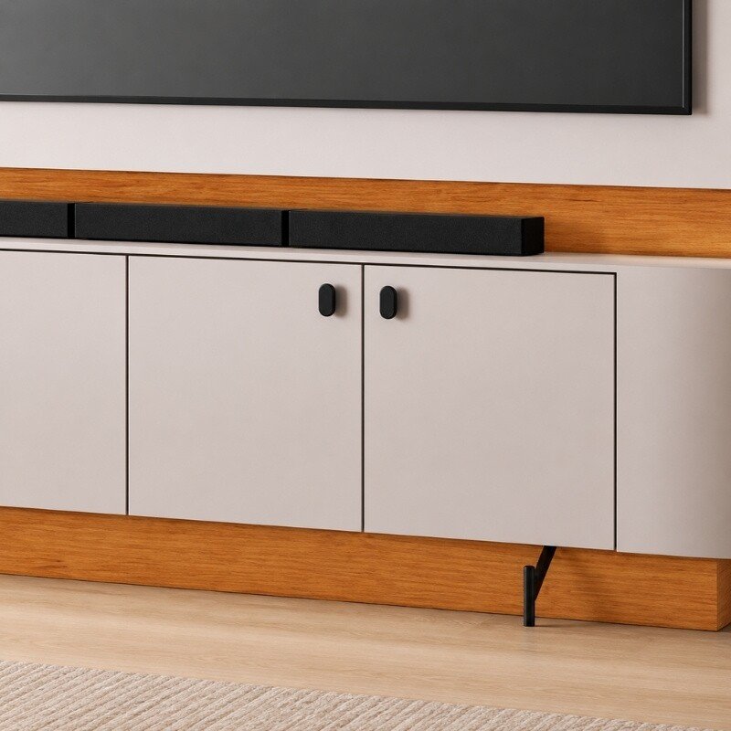 Home Dominus Candian 1.82m Cinamomo/Off White C/Detalhe Ripado e LED para TV até 65''- JCM - Imagem 6