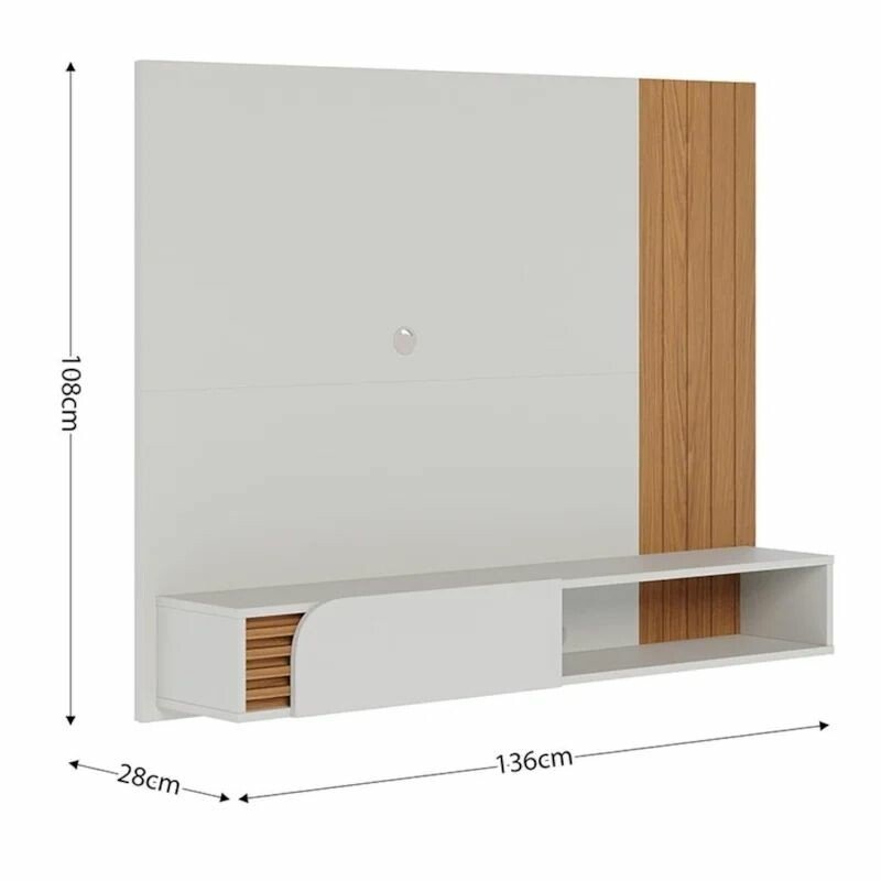 Home Suspenso Jurerê Larg. 1.36m Off Matte/Freijó para TV até 55" - Colibri - Imagem 2