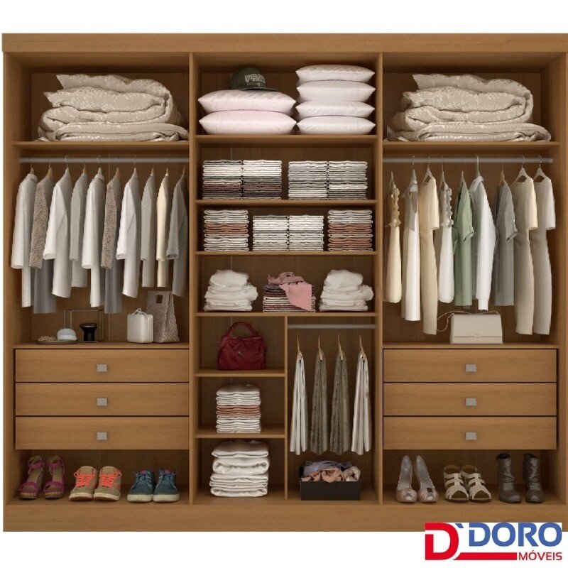 Roupeiro Da Vinci Plus 6 Portas Cinamomo/Off White Larg. 2.75m - D Doro - Imagem 3