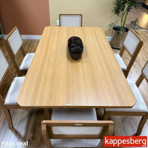 Alternative view of Mesa de Jantar BA68 Tampo MDF Madeirado 160X80 + 6 Cad. Gardeni Canela - Kappesberg