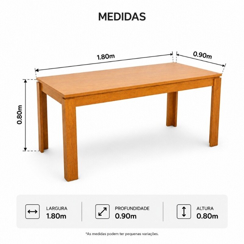 Mesa Athenas 180x90 Amêndoa Clean Tampo Maciço - Móveis Lopas + 6 Cad. Cantiga Boucle Bege Madeira Maciça - Bechara - Imagem 8