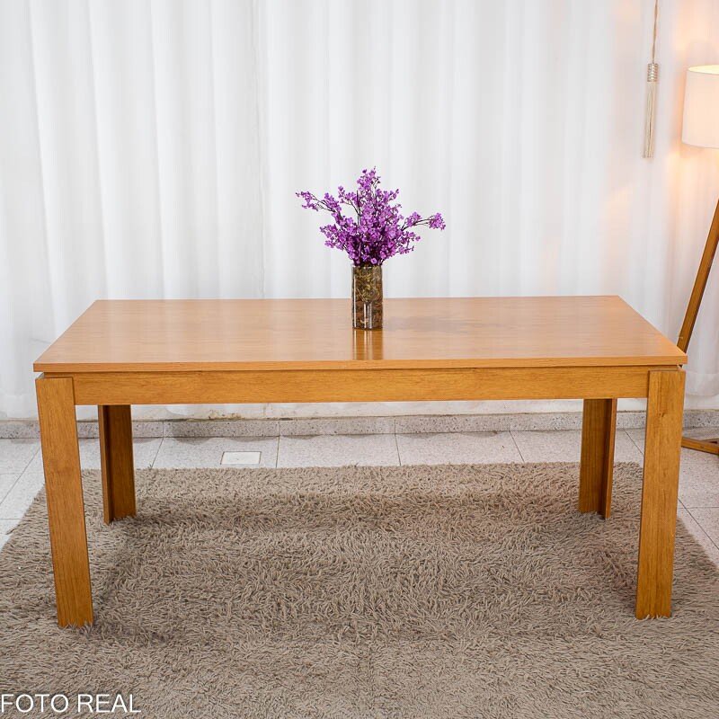 Mesa Athenas 180x90 Amêndoa Clean Tampo Maciço - Móveis Lopas + 6 Cad. Cantiga Boucle Bege Madeira Maciça - Bechara - Imagem 10