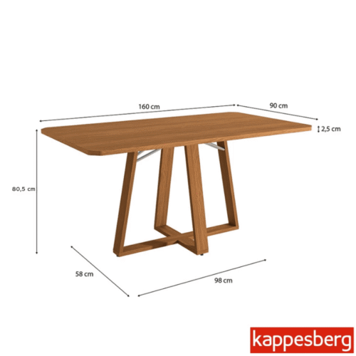 Alternative view of Mesa de Jantar BA68 Tampo MDF Madeirado 160X80 Canela - Kappesberg