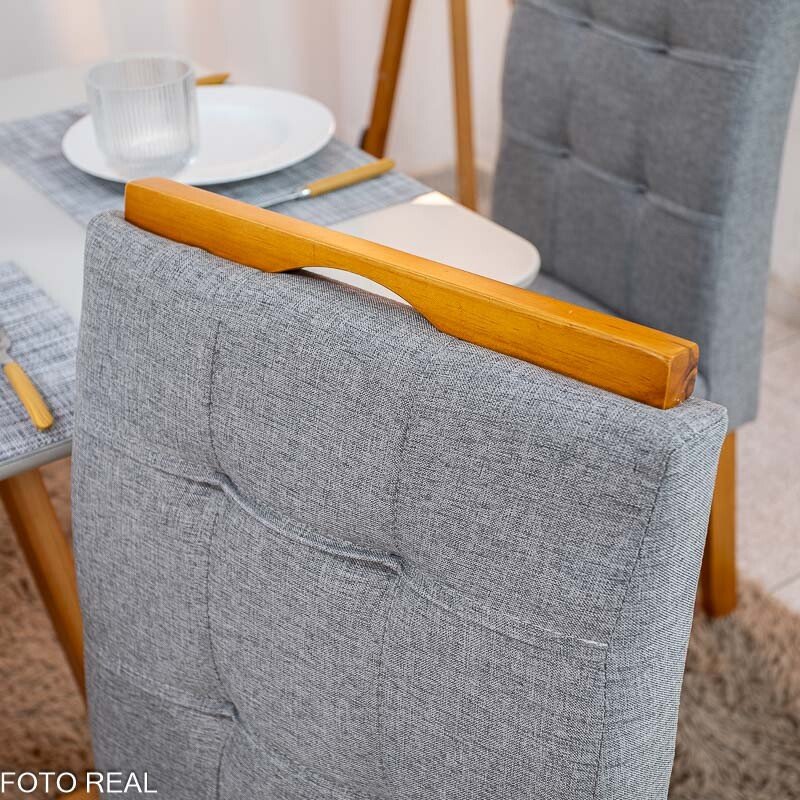 Mesa de Jantar Bali 120×80 Vidro Off/Base Madeira + 4 Cad. Londres Linho Cinza Madeira Minas Plac - Entregue Montada - Imagem 11